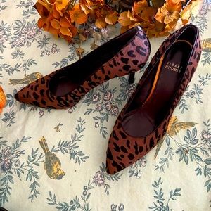 Pair of Stuart Weitzman animal print kitten heel pumps